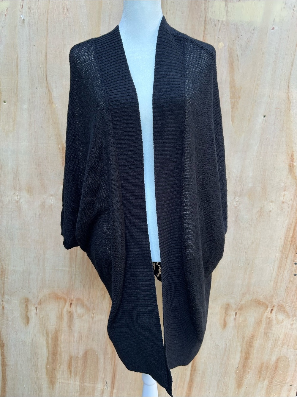 Chico's Black Open-Front Draped Cardigan